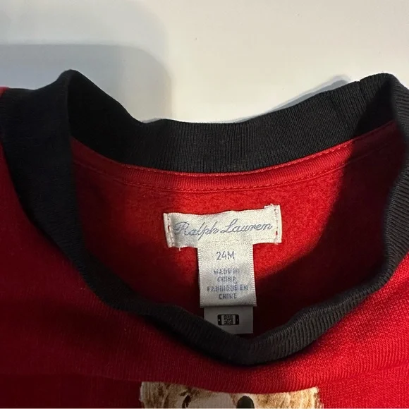 Ralph Lauren Polo Bear Red Black Sweater Size 24month - Picture 8 of 8